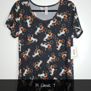LuLaRoe Classic Tee Medium Unicorns on Bike NEW